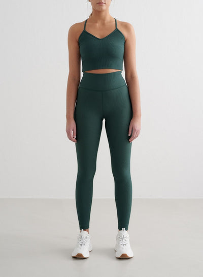 Deep Emerald Ribbed Performance Tights