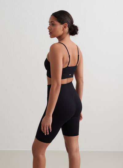 Black Ribbed Seamless Biker Shorts