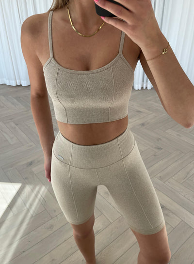 Beige Luxe Seamless Biker Shorts