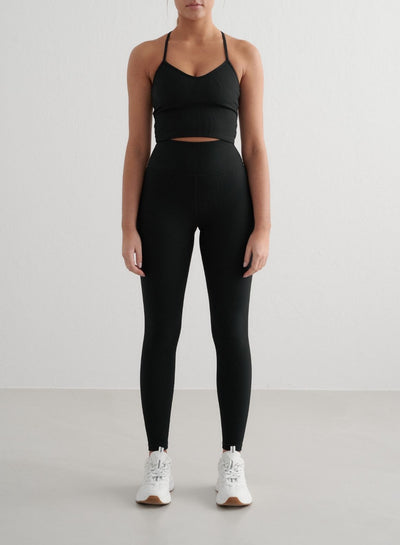 Black Ribbed Performance Tights